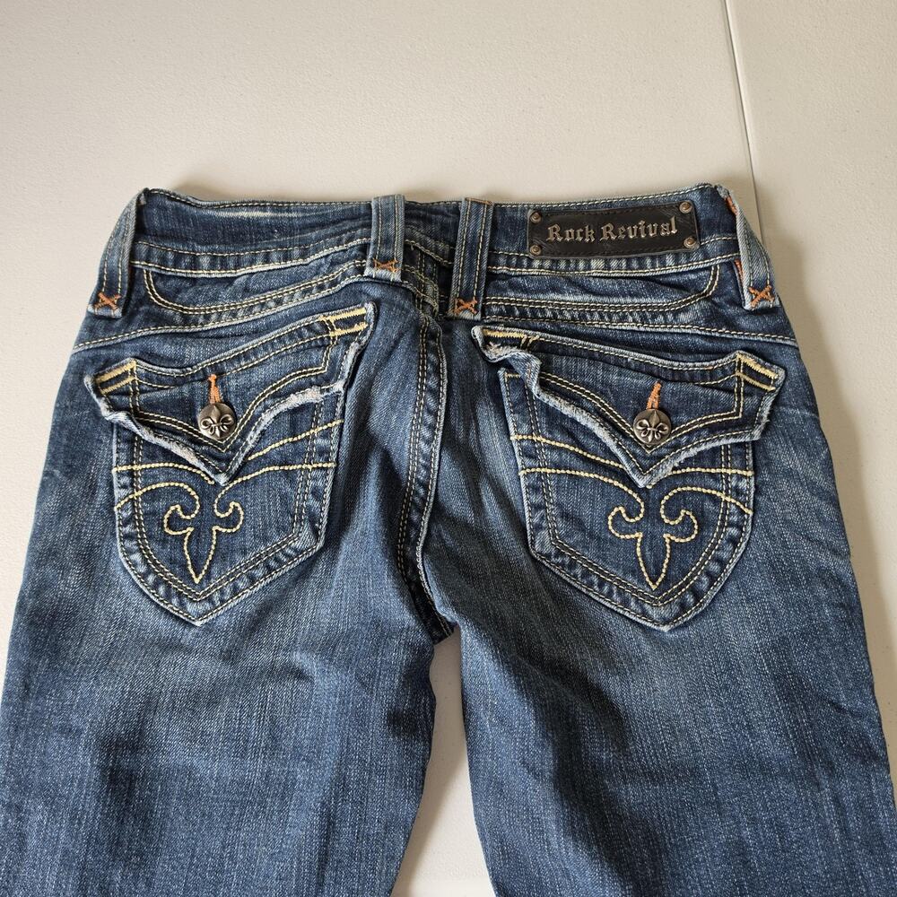 Rock Revival Chrissy Boot Jeans Low Rise Women 27 Blue Medium Wash Rodeo Bootcut